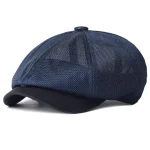 Summer Mesh Newsboy caps Breathable Casual Outdoor Retro Beret Hats Octagonal hat Fashion Solid Flat Caps 4