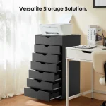 JHK 7 Drawer Chest Dressers Nightstand Storage Cabinet Wooden File Office Mobile Cabinet Wheels Living Room Organizer Rolling 5
