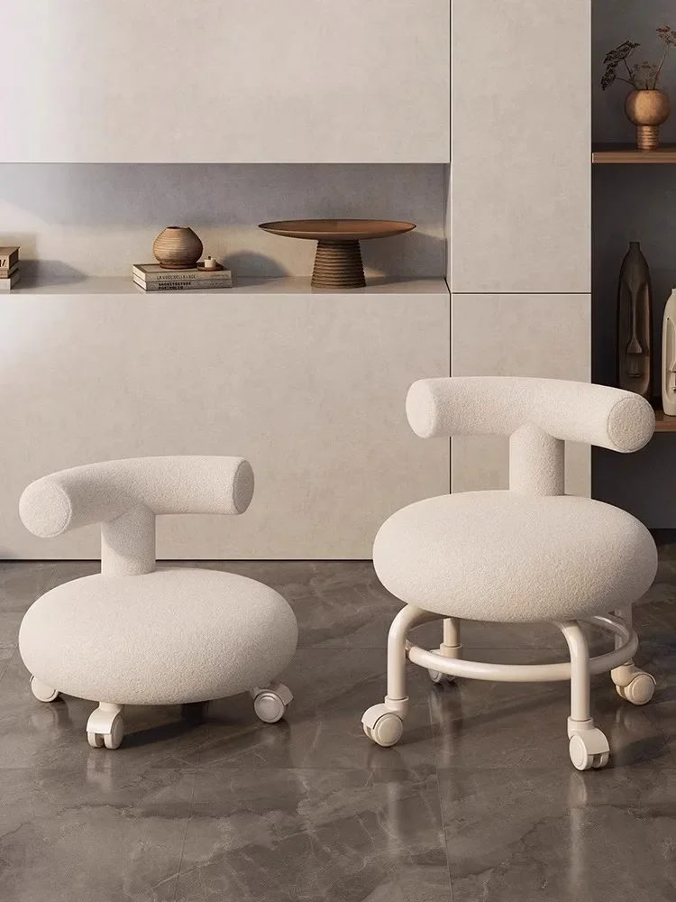 Small Household Pulley Low Stool with Wheels, Children's Chair, Backrest, Round, Living Room Bench, Shoe Stool Small Household Pulley Low Stool with Wheels, Children's Chair, Backrest, Round, Living Room Bench, Shoe Stool