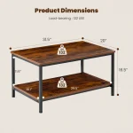 JHK 31IN Wood Coffee Table For Living Room 2-Tier Center Counter with Storage 50 lbs Capacity Anti-Slip Feet Modern Design 4