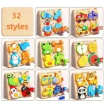 Montessori Cartoon 3D Wooden Puzzle Animal Traffic Jigsaw Toys for Kids Early Learning Educational Cognitive Game Children Gifts 2