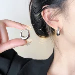 Stainless Steel Smooth Metal Chunky Hoop Earrings For Women Girls Fashion Round Circle Hoops Statement Earrings Punk Jewelry 2