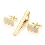 High-end Gold Color Cufflink Tie Clip Set Cufflink Shirt Collar Clip Men's Business Luxulry Jewelry Wedding Accessories 5