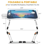Extra-Large Multifunctional Folding Table, Portable Multi-Color Wooden Laptop Desk with Cup Holder, Ideal for Work and Reading 5