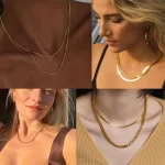 Vnox Cuban Chain Necklace for Men Women,Basic Punk Stainless Steel Curb Link Chain Chokers,Vintage Gold Color Solid Metal Collar 4