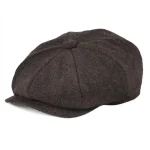 New Vintage Wool Tweed Navy Blue Herringbone Newsboy Cap unisex 8-Quarter PanelStyle Flat Caps Women Driver Beret Shelby hat 4