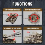 RC Tank Set 1/24 Scale with Realistic Sounds and Lights 2.4G Remote Control Spray Function Life Indicators Durable Plastic Cons 4