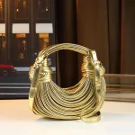 Ladies2025New Luxury Designer Handbags Hand-woven Noodle Bag Knot Bag silver Dinner Bag 2