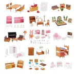 1:12 Forest Family Dollhouse Furniture Montessori Miniature Doll House Kitchen Bedroom Bathroom Accessories For Girl Gifts