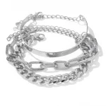 Bohemian Metal Chain Bracelet Set For Women Geometric Gold Color Thick Link Chain Open Bangle Female Fashion Jewelry 6