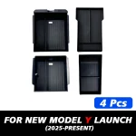 1/2/3/4/6/7/8pcs For Tesla New Model Y 2025 Launch Juniper ABS with Silicone Non-slip Mat Console & Armrest Storage Box Watercup 2