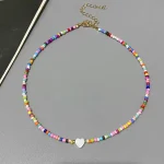 Colorful Seed Beads Choker Nekklace for Girl Spring Summer New Love Heart Design Collar Jewelry Wholesale Dropshipping 5