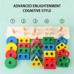 Montessori Wood Toys for Kids Wooden Sorting Stacking Toys for Baby Toddlers Educational Shape Color Sorter Preschool Kids Gifts 6