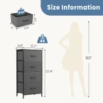 JHK Dresser For Bedroom With 4 Fabric Drawers Nightstand Wardrobe Steel Frame Closet For Clothes Storage Cabinet Of Furniture 2