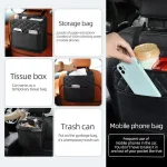 Multifunctional Car Seat Storage Bag Leather Auto Organizer Garbage Bag Universal Fit For Most Car Models 4