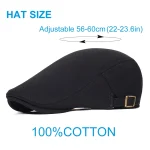 Cotton Adjustable Newsboy Caps Men Woman Casual Beret Flat Ivy Cap Soft Solid Color Driving Cabbie Hat Unisex Black Gray Hats 3