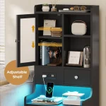 contemporary 49.2" led-lit nightstand with charging port and storage shelf 5