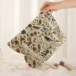 1pc Cosmetic Bags Branch Bird Pattern Women's Makeup Bag Corduroy Cosmetic Storage Bag Portable Commuting Travel Toiletry Bag 6