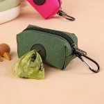 Canvas Dog Poop Bag Holder, Outdoor Pet Waste Bag Dispenser with Carabiner Clip, Animal Waste Collection Pouch 4
