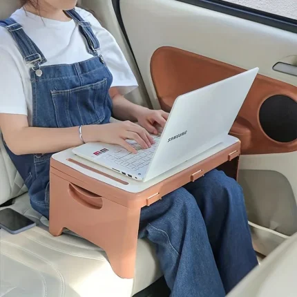 Sturdy and Durable Folding Lap Desk with Extra Storage Space and Dividers, Perfect Laptop Desk and Serving Tray for Bed