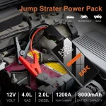 12V Car Jump Starter 4 In 1 Car Wireless Tire Inflator Pump Air Compressor Power Bank Potable Battery Starting Fast Charging 2