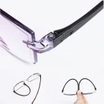 2 Pair New Men Women Rimless Reading Glasses Anti Blue Light Bifocal Far Near Magnification Eyewear Presbyopic Glasses +150 +200 5