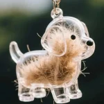 Clear Pet Hair Keychain Cute Dog Fur Keepsake Holder Creative Transparent Pet Hair Memorial Collection Pendant For Dog/Cat 4