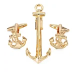 High quality men's French shirt cufflinks tie clips classic Luxury ship anchor button clips business suit accessories jewelry 4