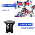 Mini Jazz Drum Set 6 Drums with Stool Musical Instruments Toy Birthday Gift for Beginners Boys Girls (with LED Light) 5