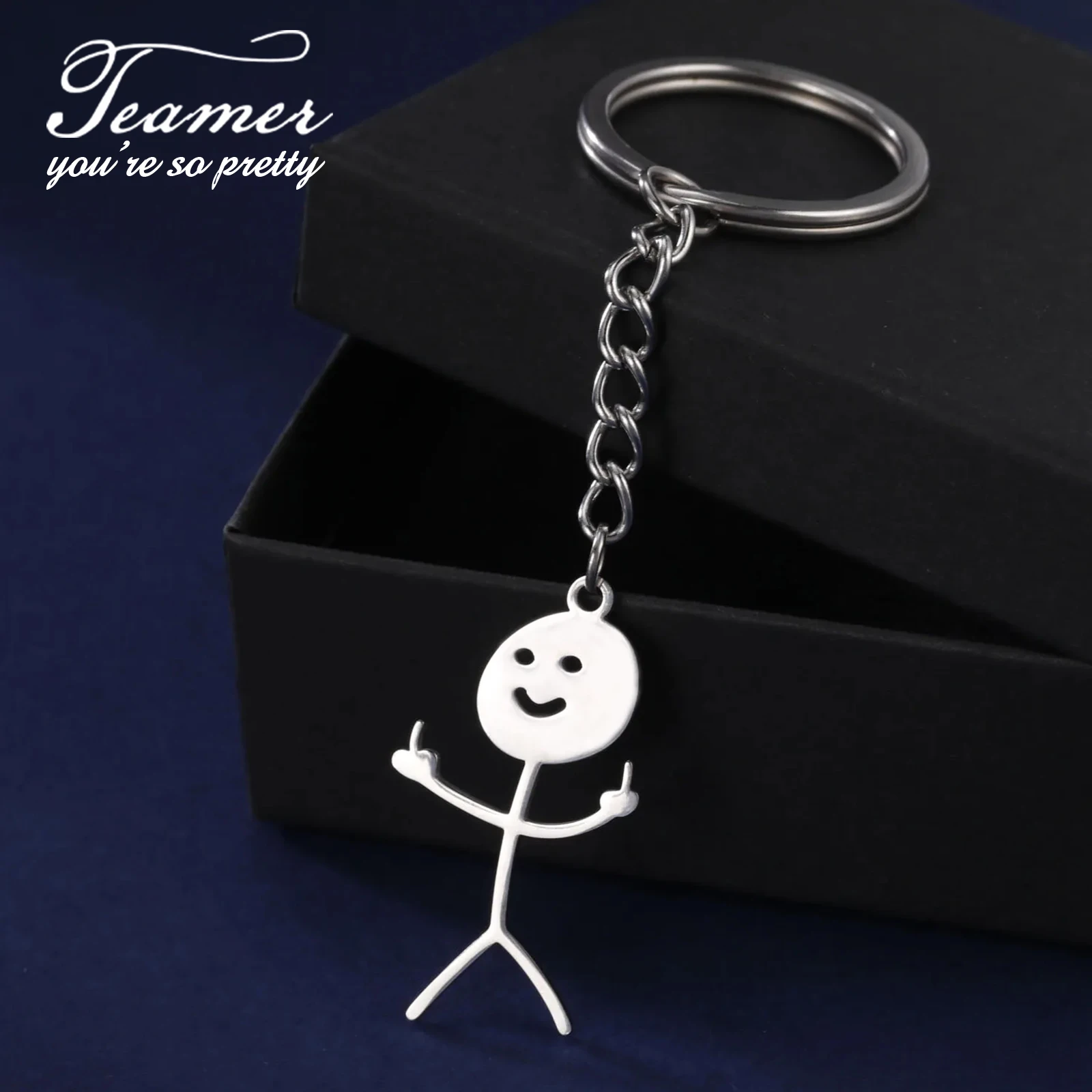 Teamer Funny Middle Finger Stickman Keychain 2026 Cute Trend School Bag Car Key Pendant Couple New Trinket Gift Keyring Teamer Funny Middle Finger Stickman Keychain 2026 Cute Trend School Bag Car Key Pendant Couple New Trinket Gift Keyring