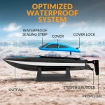 VOLANTEXRC RC Boat 20MPH Fast Remote Control Boat with Lights 2.4Ghz Toy Boat for Pools and Lakes with 2 Rechargeable Batteries 5