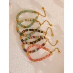 Yhpup Colorful Natural Stone Beads Chain Handmade Bracelet Bangle Waterproof Bohemia Stainless Steel Y2K Trendy Jewelry Gift 2