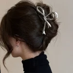 New Vintage Ribbon Bow Hair Claws Metal Hair Clips Crab Headwear Hairpins Shark Ponytail For Women Hair Accessories Barrettes
