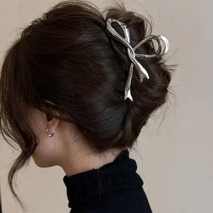New Vintage Ribbon Bow Hair Claws Metal Hair Clips Crab Headwear Hairpins Shark Ponytail For Women Hair Accessories Barrettes