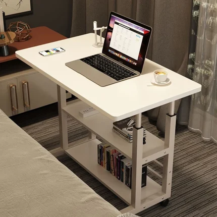 Small Office Desk Adjustable Height Side Mobile Stand Up Desk with Wheels Portable Rolling Desks Laptop Computer Bedside