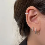 3 PCS/Set Simple Stainless Steel Crystal Small Hoop Earring Women Tiny Gold Color Cartilage Piercing Earring Minimalism Jewelry 2