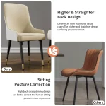 Modern PU Leather Set of 2 Dining Chairs with Metal Legs High Tufted Back Lion Head Pull Ring 4
