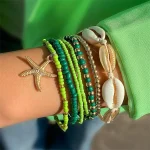 7Pcs Bohemian Shell Bracelet Set For Women Starfish Charm Rice Beads Wristband Bangle Girls Summer Beach Jewelry Accessories 5