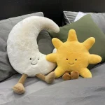 High Quality Smile Face Moon Yellow Sun Plushie Cushion Stuffed Cute Weather Plush Toy for Kid Bedroom Decor Sofa Throw Pillow 5
