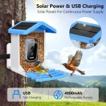 Smart Bird Feeder with Camera AI Bird Species Identify Solar Powered Wireless Outdoor 5MP HD WiFi Bird Camera for Outside Garden 3