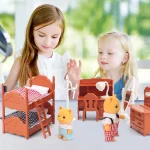1:12 Forest Family Dollhouse Furniture Montessori Miniature Doll House Kitchen Bedroom Bathroom Accessories For Girl Gifts 5