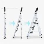 Non-slip Home Step Ladders Multi-functional Thickened Steel Pipe Shrinking Step Stools Climbing Stairs Indoor Folding Ladder ZZ 4
