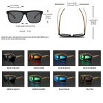 New Fashion Square Sunglasses - Wood Grain Spring Hinge, UV400 Unisex for Driving, Hiking & Travel 6