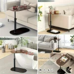 Adjustable height table - with wooden tabletop, portable sofa side table, suitable for coffee, office, and indoor/outdoor use 6