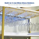 Wine Bar Cabinet with LED Lights Industrial 67" Tall Coffee Bar with Glass Rack Liquor Cabinet Wine Rack Storage Metal Wood Sid 5