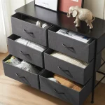 JHK 6 Fabric Drawers Nightstand For Bedroom Bedside Sofa Table With Storage Closet Chest Clothes Display Cabinet Furniture 3