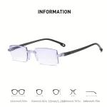 14-Pack Vintage Style Rimless Reading Glasses - Rectangular Frame, Blue Light Blocking, Anti-Fatigue, Unisex, Lightweight PC 5