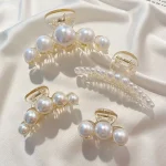 Simulated Pearl Hair Claws for Women Korean Acrylic Hair Clips Girls Large Size Barrette Shark Clip Fashion Hair Accessories 6