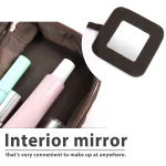 Women'S Travel Cosmetic Makeup Bag Organizer Double Layer Dot Pattern Toiletry Bag Case Pouch With Mirror For Woman 5