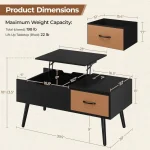 Lift Top Coffee Table for Living Room, Wooden Small Center Tables with Large Storage 3